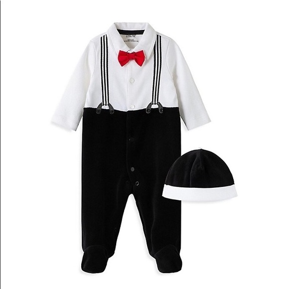 Little Me Baby Boy's 2-Piece Tuxedo Coverall & Hat Set - Picture 1 of 4